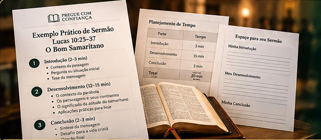 Exemplo Prático de Sermão sobre Lucas 10:25–37, Planejamento de Tempo e Espaço para seu Sermão